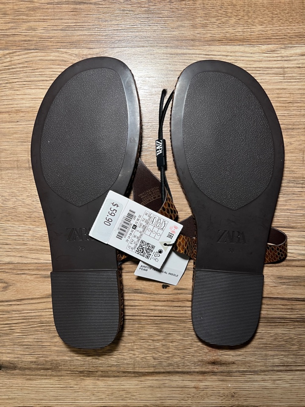 NEW! Zara Snake Print Women's Sandals Size 38 or 7.5 (US) - Picture 7 of 8